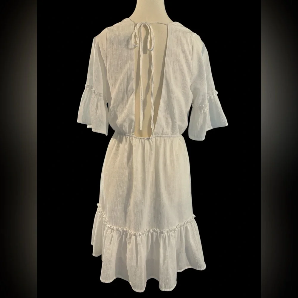 Lulu's Elegant White V-Neck Dress - Picture 6 of 9